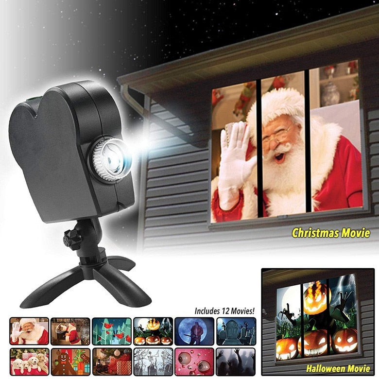 12 Movies Projector Lamp Halloween & Christmas Party Lights