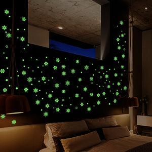 Luminous Snowflake Glow In The Dark Window Stickers for Christmas