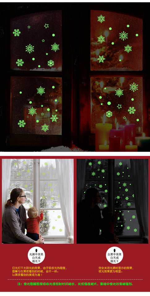 Luminous Snowflake Glow In The Dark Window Stickers for Christmas